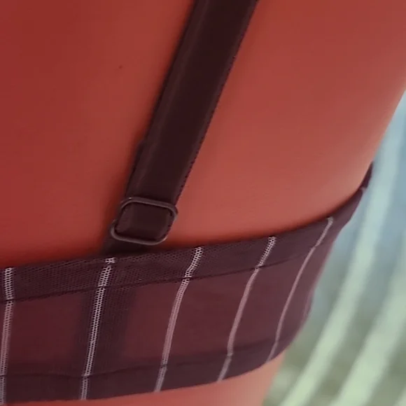 Simone Perele Set Bra 34B and panties Size S Plum pinstriped with embroidery - Picture 9 of 11